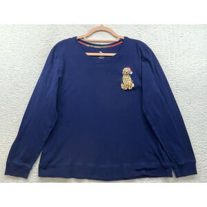 Tommy Bahama Shirt Womens Large Blue Pajama Sleep Golden Retriever Holiday Dog